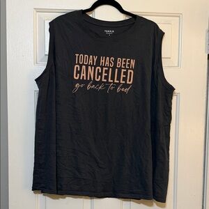 Torrid Black Sleeveless Tee with Orange Graphic